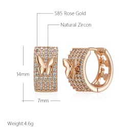 Kienl Hot Full Shiny Natural Zircon Butterfly Drop Earring for Women Fashion 585 Rose Gold Color Crystal Daily Vintage Jewelry