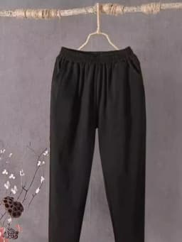 Cotton Linen Loose Fit Summer Thin White Casual Pants High Waist Nine Points Harlan Pants for Women Commute Sle Korean Version
