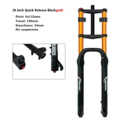 20x4.0 26*4.0 MTB Dual Motor Air Suspension Fork QR 9*135mm 15*135mm Beach Snow Motorcycle Electric E Bike Double Crown Air Fork