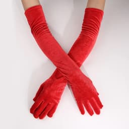 Elegant Velvet Solid 53cm Long Gloves Women Fluffy Gloves Full Finger Party Evening Dress Etiquette Stage Performance Gloves