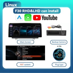 BONROAD 10.25 inch Wireless CarPlay Android Auto Airplay Autolink Mirroring Linux Audio Car Radio With Youtube For BMW 1 Series F20 F22 F23 3 Series F30 F31 F32 F33 F34 F36 GPS Navigation Multimedia Car Stereo Display Touch Screen