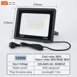 TUYA RGB Floodlight Smart APP Voice Control RGBCW CCT 3000-6500K 30W 50W 100W 220V AC For Garden Party Outdoor Lighting