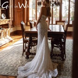 Customized Sexy Lace Applique Glamorous Mermaid Off White Tulle Wedding Dress Corset Sweetheart Backless Princess Bridal Gowns
