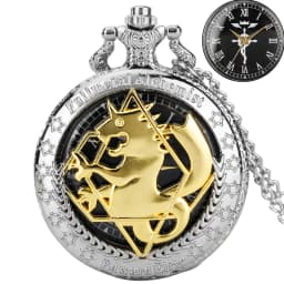 Simple Fullmetal Alchemist Quartz Silver Pocket Watch Edward Elric Anime Clock Design Pendant Cosplay Fans Necklace Chain Gifts