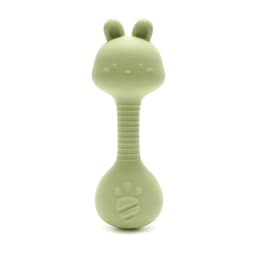 Food-Grade Baby Bunny Silicone Rattle Teether – Dumbbell Shape for Easy Grip, Handheld Toy for Infants
