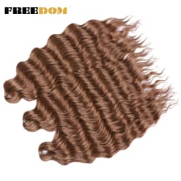 FREEDOM Synthetic Braiding Hair Extensions Deep Wavy 24 inch Long Curly Braids Hair Ombre Brown Rainbow Twist Crochet Hair