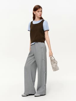 DUSHU 【Tie of Hearts】Sweet & Chic Bow-Decorated Wide Leg Pants New Spring 2026 Collection Women's High-Waisted Casual Pants