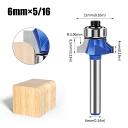 1/4 Inch Shank 6mm Shank Blue Roundover Router Bit Set Carbide Wood Router Bits for Woodworking