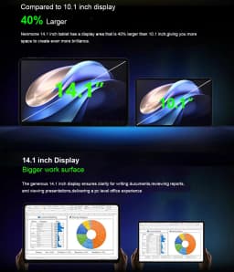Global Version 14.1 Inch Tablet PC Big Screen 1920x1080 Octa Core MT6769 12+256GB Tablet 14 Inch Android 14 Game Study PAD