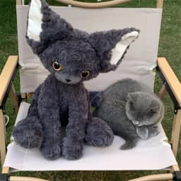 Cute Black Cat Plush Toy Throw Pillow Kawai Khaki Curly Black Cat Long Hair Doll Stuffed Animals Festive Gifts For Kids Birthday