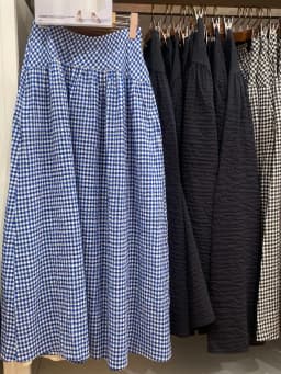 Summer Style A-Line Skirt Bubble Fabric Plaid Long Skirt High Waist Commute Friendly Mid-Length Color Other Material