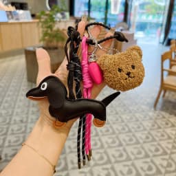Y2K Braided Rope Bag Pendant High-grade Cute Plush Bear Keychain Pendant Fashion Bag Accessories for Women