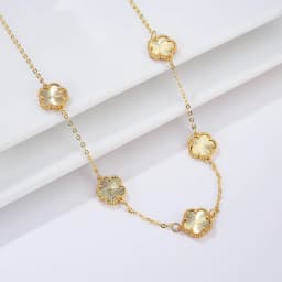 Natural Stone Shell Plant Five Leaf Flower Creative 20 Leaf Pendant Necklace Sweater Chain Women's Advanced Gift Clover
