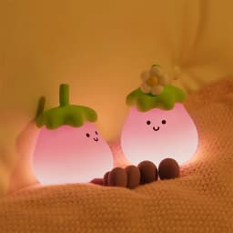LED Cute Eggplant Night Light Dimmable Nursery Eggplant Lamps Super Squishy Silicone USB Rechargeable Touch Control Night Lamp