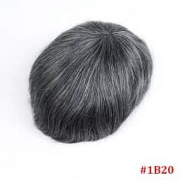 0.08-0.10MM Full Skin PU Toupee For Men V Loop Human Hair Men's Wigs #1B Men Capillary Prosthesis Hair Unit Replacement