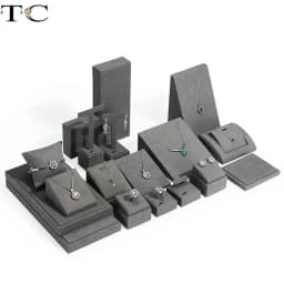 Gray Microfiber Jewelry Storage Display Rack Ring Earrings Display Rack Necklace Pendant Bracelet Storage Rack