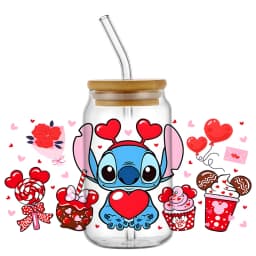 popular UV DTF 3D Cup Wrap Sticker Cute Cartoon blue Monster Design For 16oz Mugs DIY Durable Decal Transfer stickers