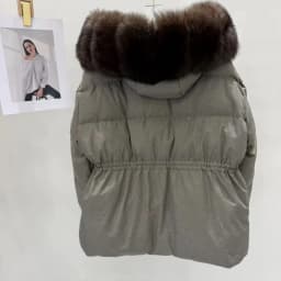 OFTBUY 90% White Duck Down Real Fox Fur Puffer Coat Drawstring Waist Winter Outerwear For Cold Weather Women Short Down Parka