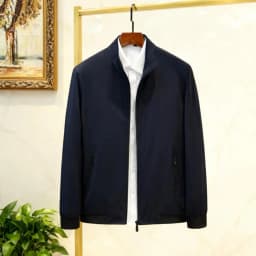 Men Windproof Jacket Versatile Men Coat Men's Stand Collar Jacket Windproof Long Sleeve Outerwear with Zipper Closure Smart