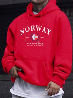 Norway Scandinavia Flag Creative Prints Pullovers Unisex Thicken All-Match Hoodie Street Autumn Sweatshirt Loose Casual Clothes
