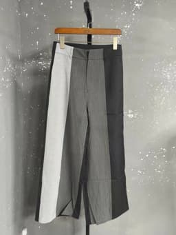 EAM Black Gray Striped Spliced Wide Leg Pants High Elastic Waist New Trousers Women Fashion Tide Spring Autumn 2026 1DH59370