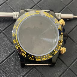 VK63 Watch Case with Sapphire Glass Stainless Steel Case with Ceramic Bezel Men's Watch Accessories for VK63 Quartz Movement