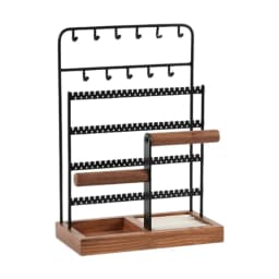 Necklace And Earring Storage Tree with Wooden Base for Jewelry Organization
