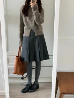 Slimming Pleated Skirt Suit for Women Spring Summer High Waist A-Line Skirt Five-Quarter Length Belly Covering Pear Shape