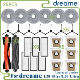 Dreame L20 Ultra/L20 Ultra Complete RLX41CE / L30 Ultra Parts Main Roller Side Brush Hepa Filter Mop Cloth Dust Bag