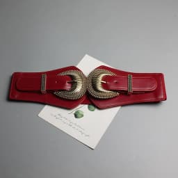 PU Leather High Elastic Wide Belt for Women Stretch Waist Belt for Dress Autumn Stretch Women Belts White Red Pearl Buckle Belt