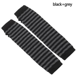 1 Pair Striped Soft Mitten Knitted Elbow Gloves Long Glove Fingerless Cotton Classic Wristband Arm Cover Sleeve For Women Girls