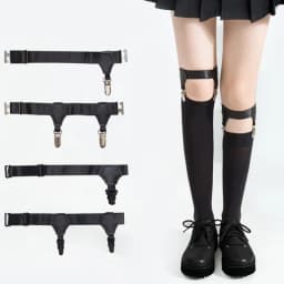 1Set Black Sock Garters Belt Adjustable Elastic Calf Sock Clips Women Stockings Non-slip Suspenders Thigh Braces Holder