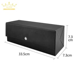 Portable Foldable Jewelry Storage Box Black Leather Outer and White Leather Inner Jewelry Box Rings Necklace Pendant Container