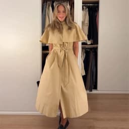 Cape Style Women Dress Turn Down Collar Shirt Dress Stand Collar Waist Defined Shirt Dress A Line Long Dress Daily Fashion Wear