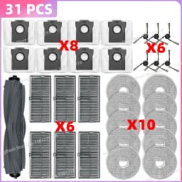 Fit For (Mova P50 PRO ULTRA/P50 Ultra, Dreame X40 Ultra/L40 Ultra/L30s Pro Ultra Heat) Tricut Roller Brush Filter Mop Cloth Bag