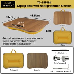 Mumucc's Laptop Desk With Lumbar Support & Accessories, Including A Detachable Tabletop, A Cushion Filled With Foam Particles