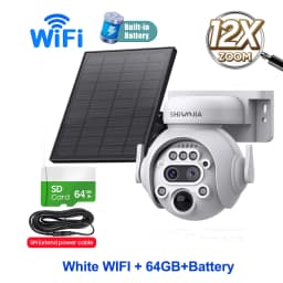 SHIWOJIA 4K 8MP Solar Camera 4G SIM/ WIFI Solar Security Camera 12X ZOOM Color Night Vision Surveillance PIR Monitor PTZ Camera