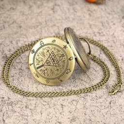 Vintage Bronze Bill Cipher Quartz Pocket Watch Pendant Necklace - Perfect Gift for Women!
