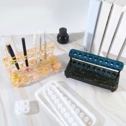 DIY Pen Holder Shelf Rack Resin Mold Multifunctional Mobile Phone Stand Desktop Storage Moldes De Silicona Resina Epoxi