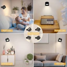 LED Wall Sconces, Mounted Lamps with Rechargeable Battery Operated Dim 3 Brightness Removable Charging 360°Rotate Magnetic Ball