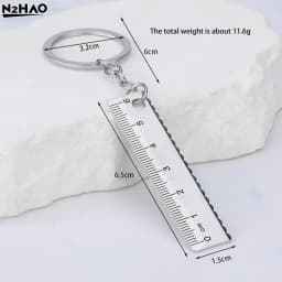 2PCS New Stainless Steel Mini Ruler With Keychain - Measuring Tool For Office And School Supplies (Anti-loss Measuring Ruler)