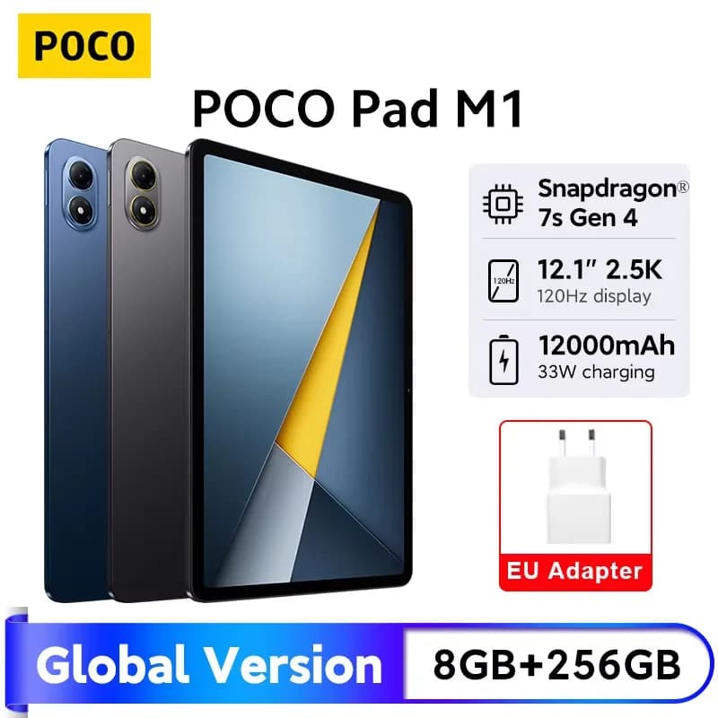 POCO Pad M1 Global Version Tablets Snapdragon® 7s Gen 4 12000mAh Battery 12.1’’ 2.5K display 8MP camera 33W charging