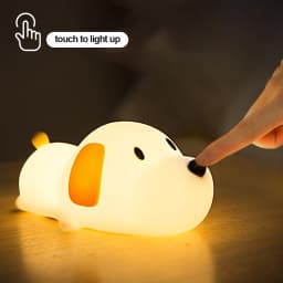 USB Rechargeable Bedside Mood Light Puppy Lamp Silicone Dog LED Night Lights Touch Sensor Colors for Children Baby Toy Gift
