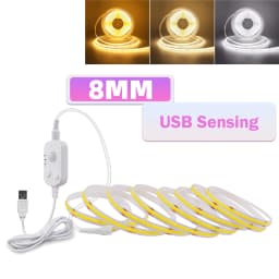3MM 5MM 8MM COB LED Strip 5V 320LEDs/m PIR Motion Sensor Flexible Tape USB/Battery Powered Under Cabinet Kitchen Lighting Strip