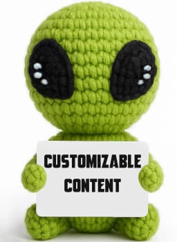 Customize Unique Positive Alien Crochet with Uplifting Card Birthday Graduation Anniversary Gift for Friend Husband Wife Teens