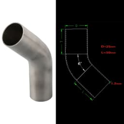Elbow 45° Degree Bend Exhaust Pipe Versatile Stainless Steel Polished 19-51mm Automotive Exhaust Pipe Connection Fittings