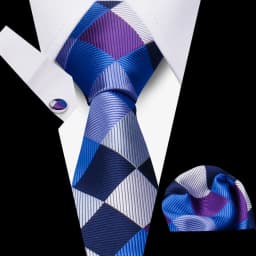 Men Business Tie Set Classic Plaid Dot Necktie Cufflinks Stripe Handkerchief For Wedding High Quality Formal Gravata Accessories