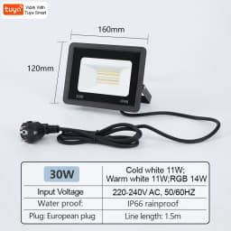 TUYA RGB Floodlight Smart APP Voice Control RGBCW CCT 3000-6500K 30W 50W 100W 220V AC For Garden Party Outdoor Lighting