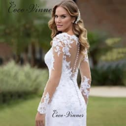 Illusion Back With Buttons America Boho Mermaid Wedding Dresses For Women Customized Lace Embroidery On Net Bride Dress W1070
