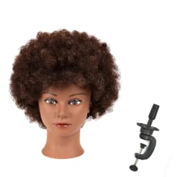 Afro Mannequin Head 100% Real Hair Traininghead Styling Head Braid Hair Dolls Head for Practicing Cornrows and Braids 6inches
